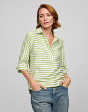 Load image into Gallery viewer, Aileen 3/4 Sleeve Stripe/Gingham White Combo Top