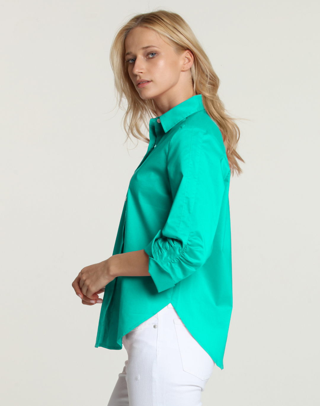 Zoey 3/4 Sleeve Ruched Sleeve Shirt