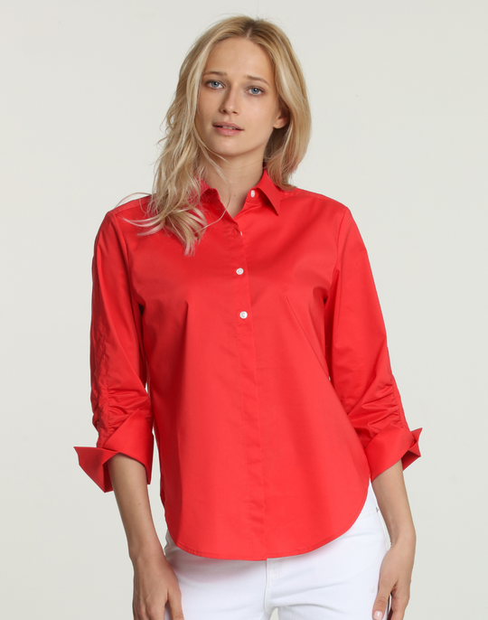 Zoey 3/4 Sleeve Ruched Sleeve Shirt