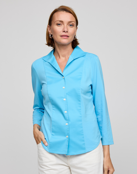 Donna 3/4 Sleeve Wing Collar "T" Shirt