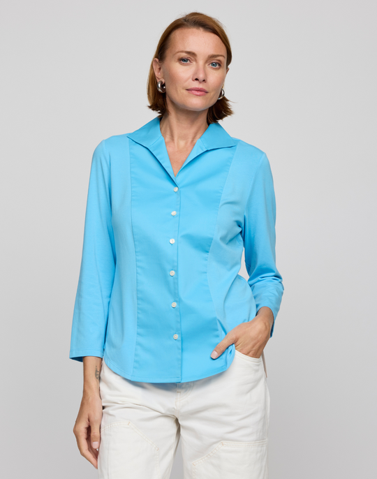 Donna 3/4 Sleeve Wing Collar "T" Shirt