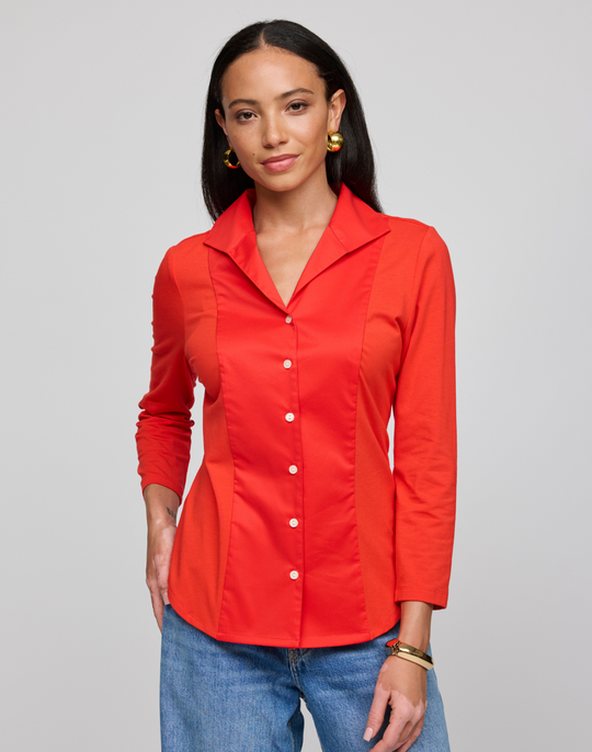 Donna 3/4 Sleeve Wing Collar "T" Shirt