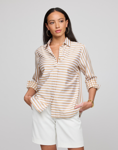 Xena 3/4 Sleeve Stripe/Gingham Combo Shirt