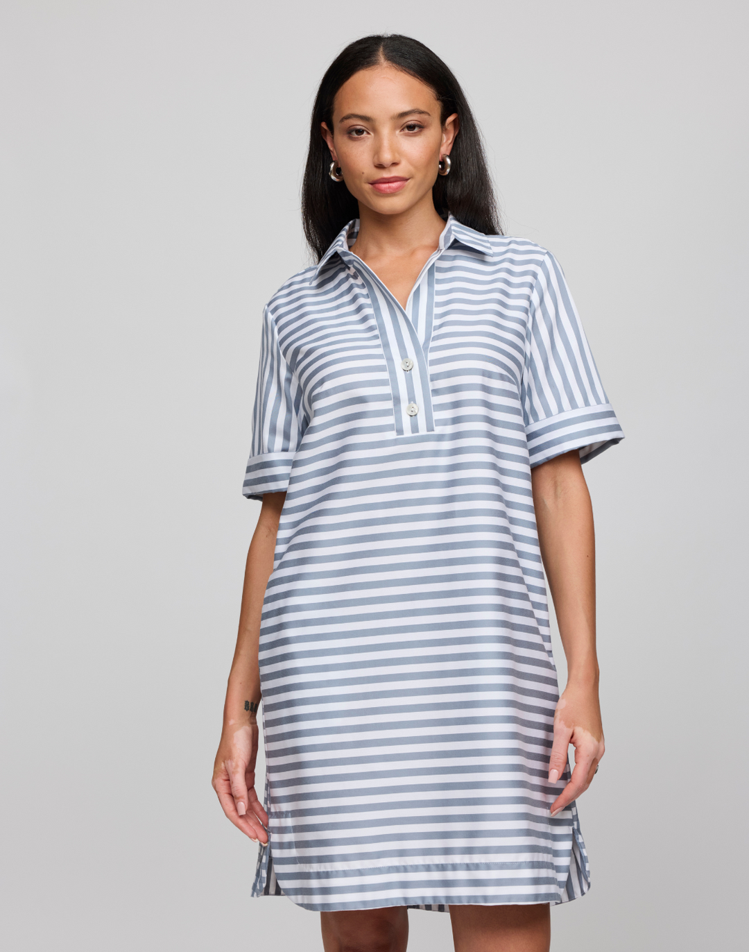 Aileen Short Sleeve Stripe/Gingham Dress