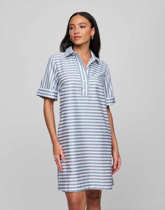 Aileen Short Sleeve Stripe/Gingham Dress