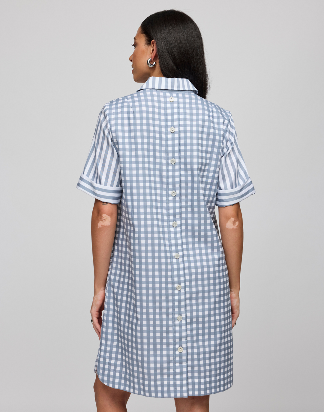 Aileen Short Sleeve Stripe/Gingham Dress