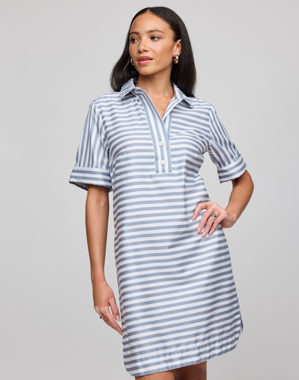 Aileen Short Sleeve Stripe/Gingham Dress