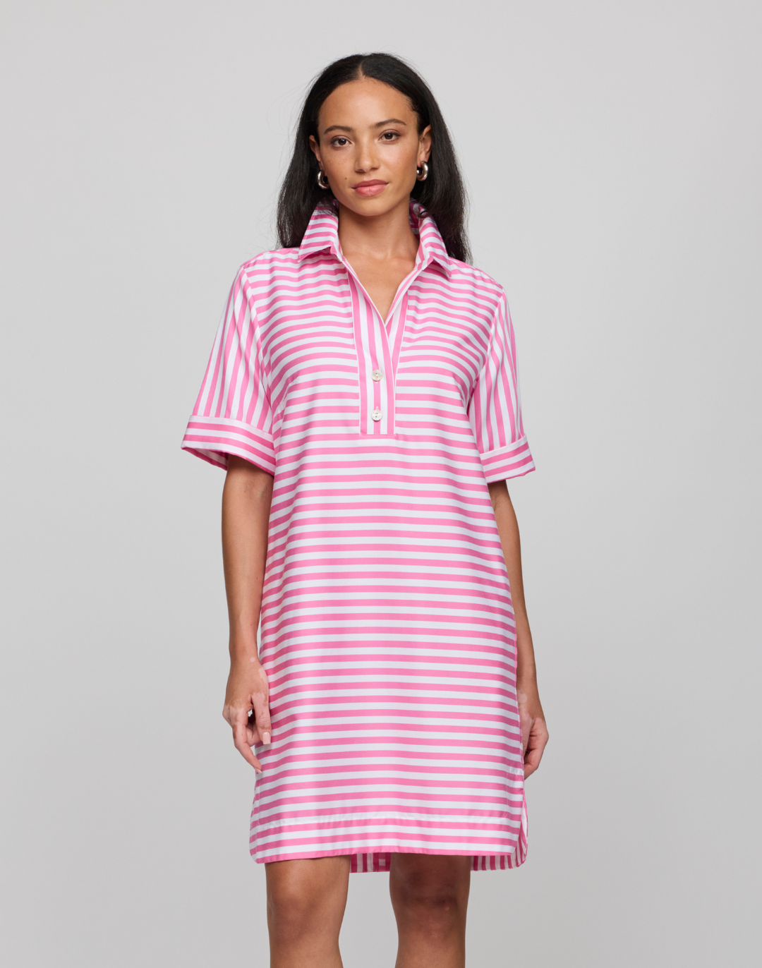 Aileen Short Sleeve Stripe/Gingham Dress