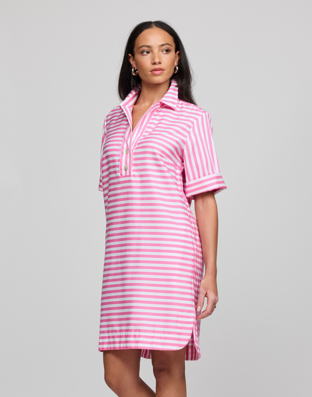 Aileen Short Sleeve Stripe/Gingham Dress