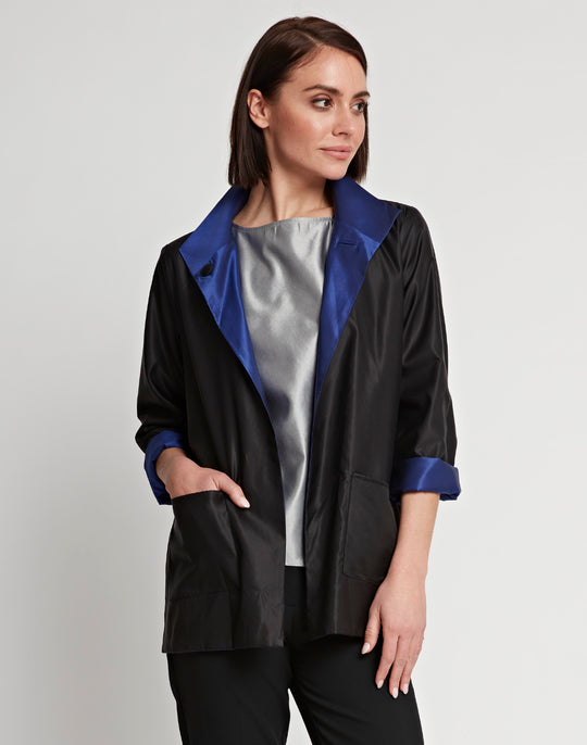 Constance Reversible Long Sleeve Silk Satin Blend Jacket