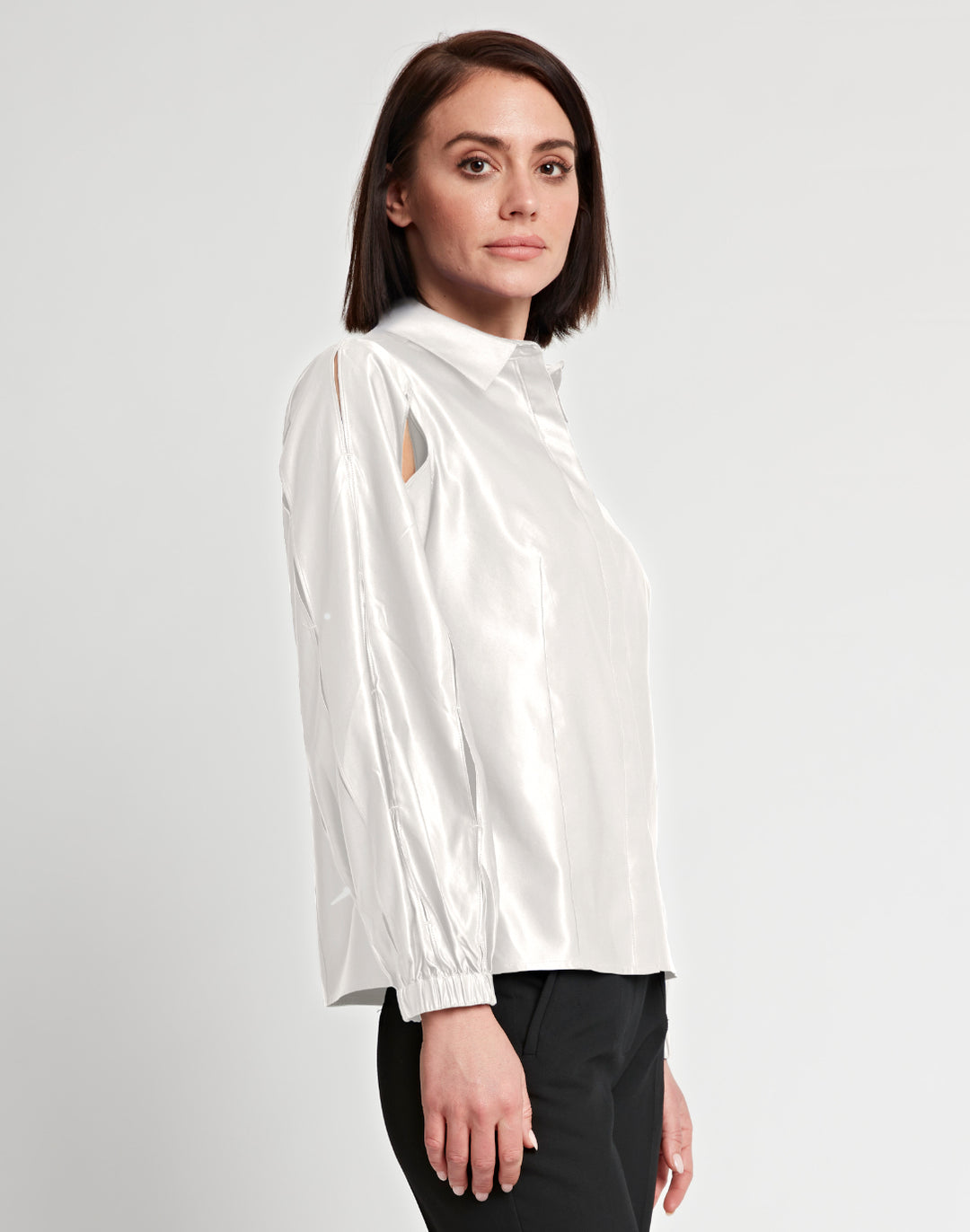 Daniela Long Sleeve Silk Blend Satin Shirt