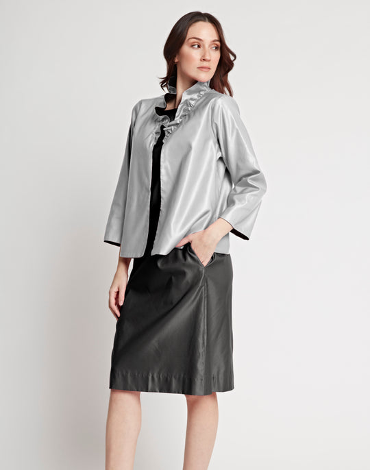 Sandra Reversible 3/4 Sleeve Silk Blend Satin Jacket