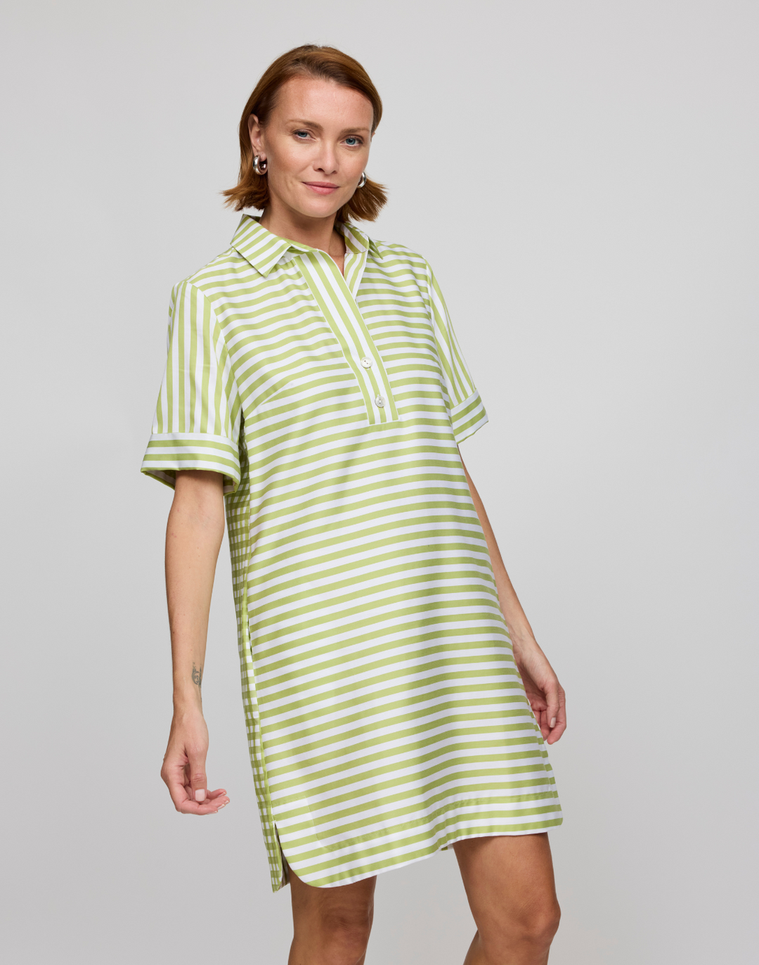 Aileen Short Sleeve Stripe/Gingham Dress