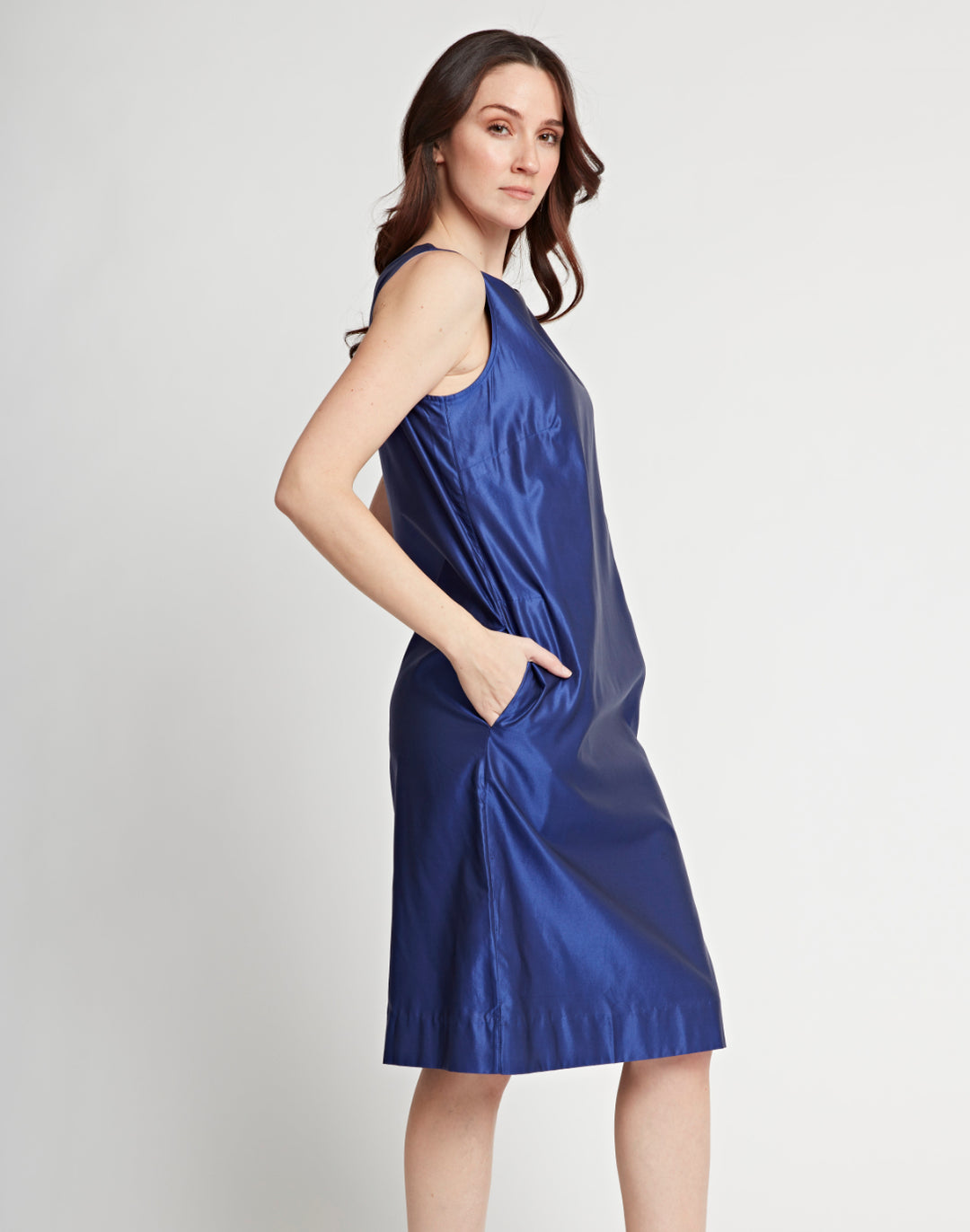 Chloe Sleeveless Silk Blend Satin Dress