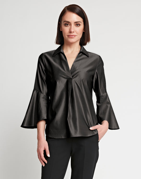 Nicole Bracelet Sleeve Silk Blend Satin Top