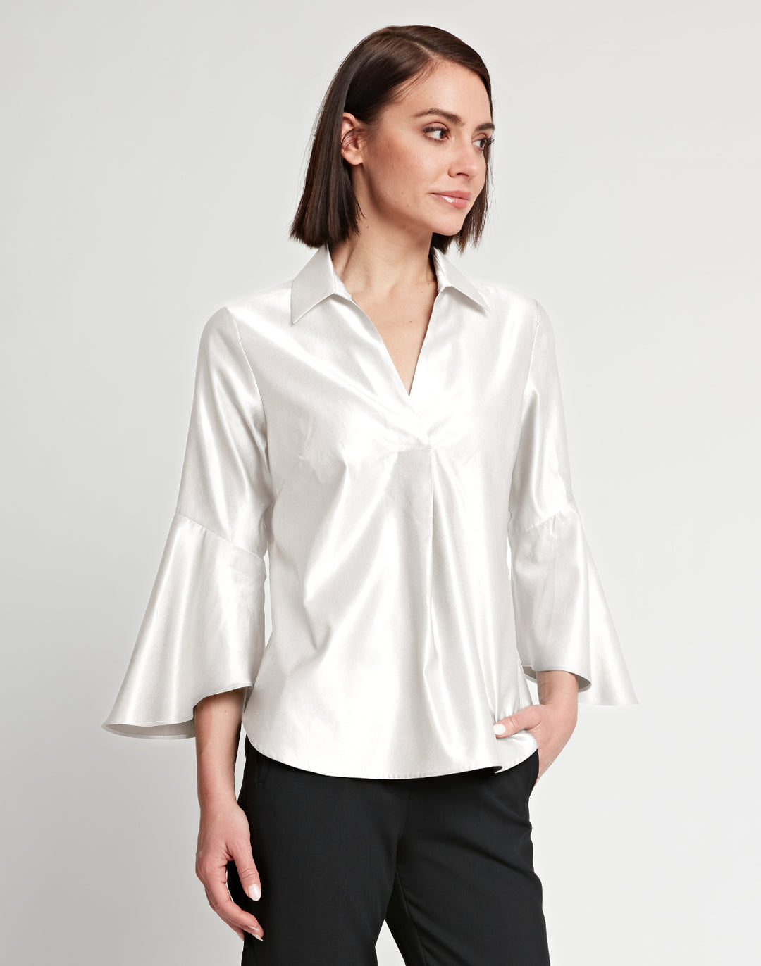 Nicole Bracelet Sleeve Silk Blend Satin Top