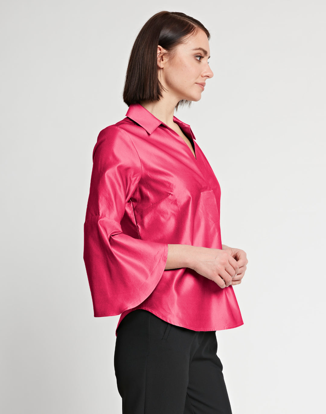 Nicole Bracelet Sleeve Silk Blend Satin Top