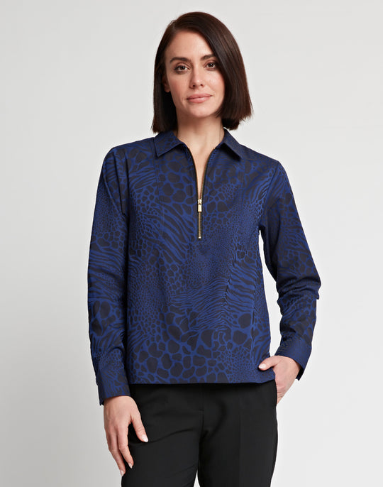 Alexis Long Sleeve Cotton Half Zip Top