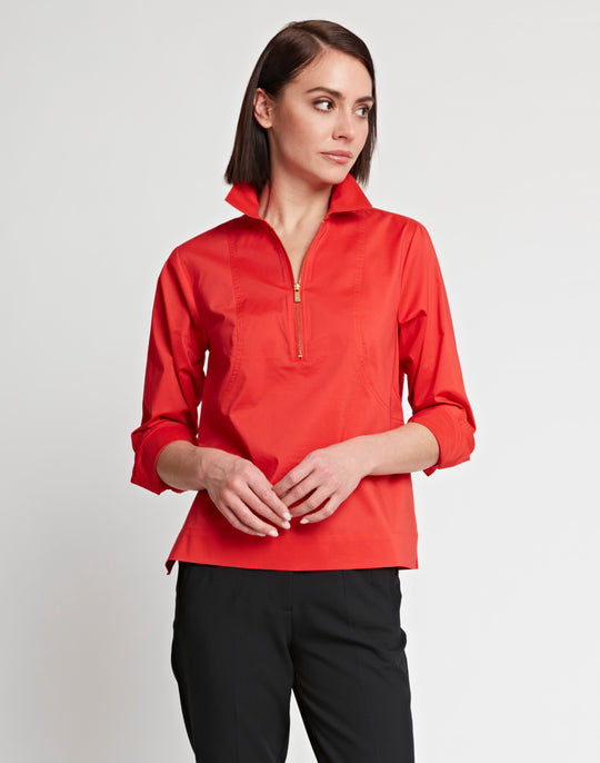 Alexis Long Sleeve Cotton Half Zip Top