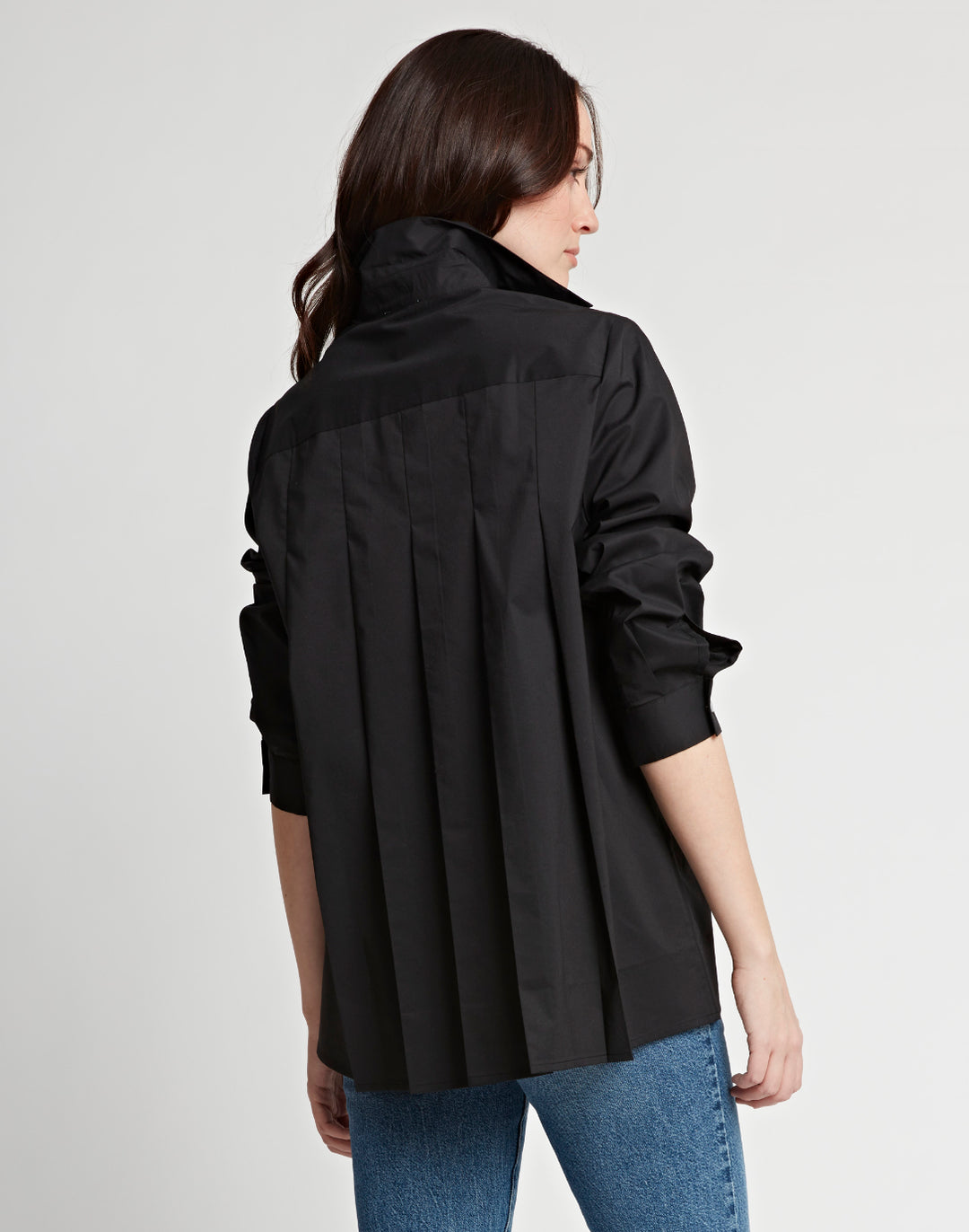 Sara Long Sleeve Pleated Back Cotton Shirt