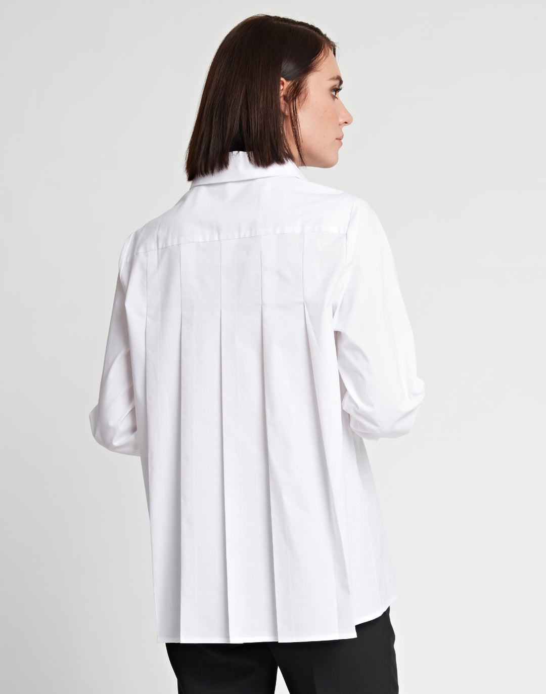 Sara Long Sleeve Pleated Back Cotton Shirt