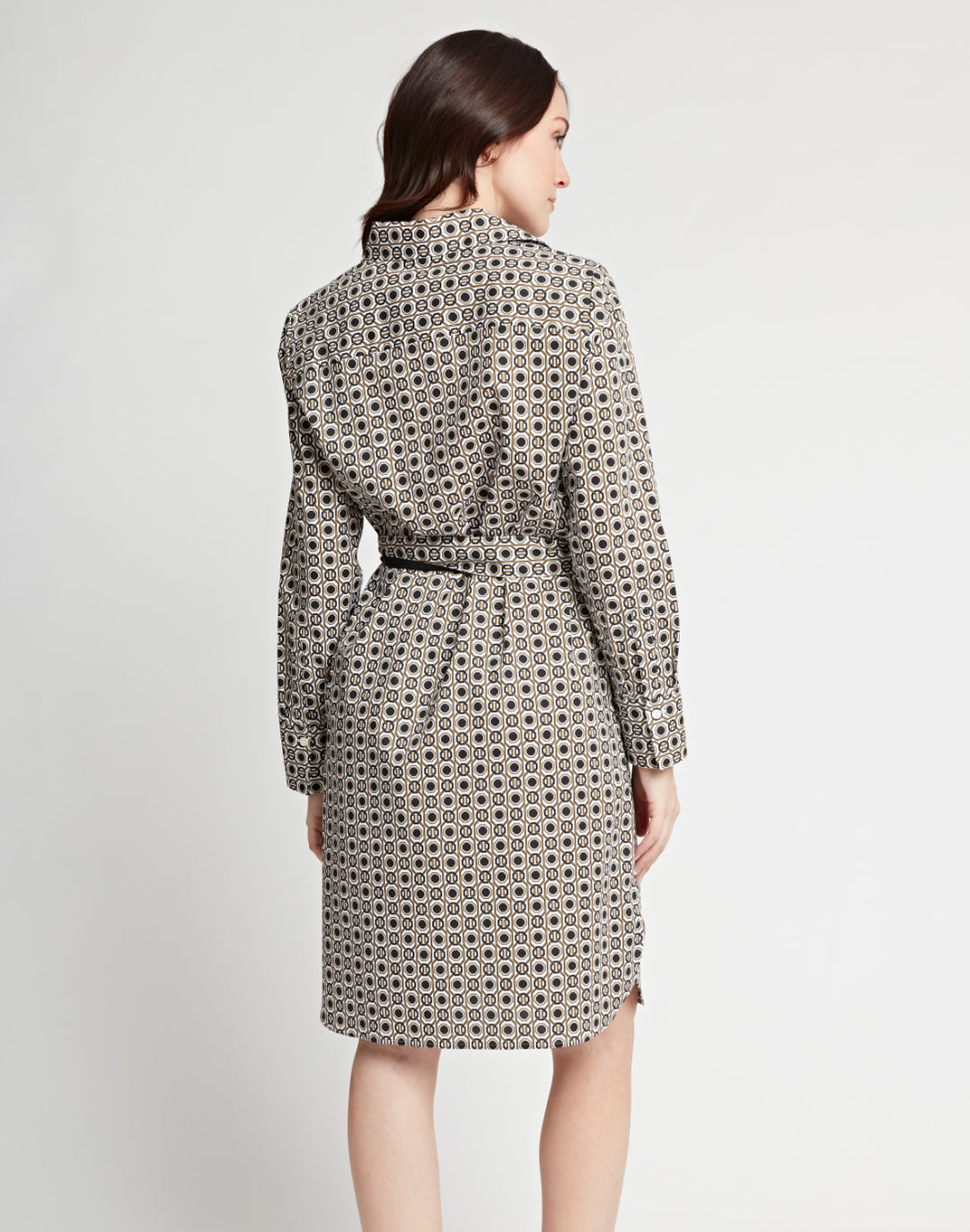 Kathleen Long Sleeve Geometric Tile Print Dress