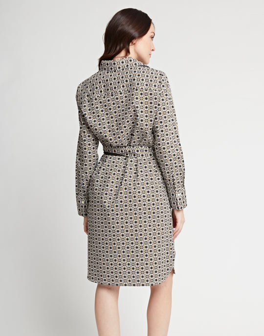 Kathleen Long Sleeve Geometric Tile Print Dress