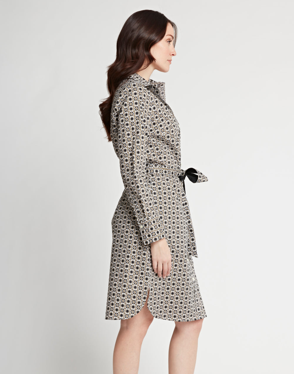 Kathleen Long Sleeve Geometric Tile Print Dress