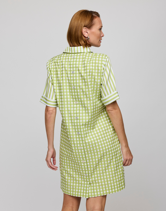 Aileen Short Sleeve Stripe/Gingham Dress