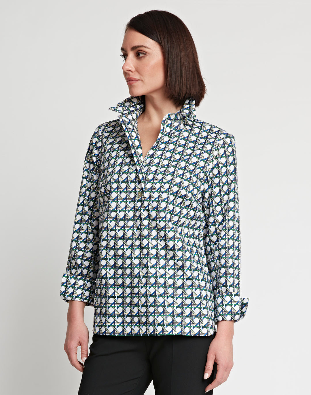 Charlotte 3/4 Sleeve Lattice Print Top