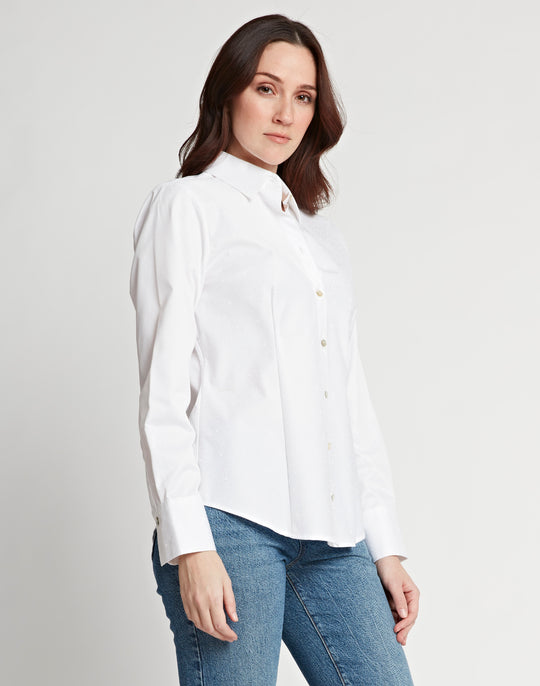 Diane Long Sleeve Lace Tile Print Shirt