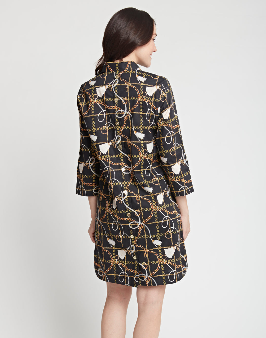 Aileen 3/4 Sleeve Chain Motif Print Dress