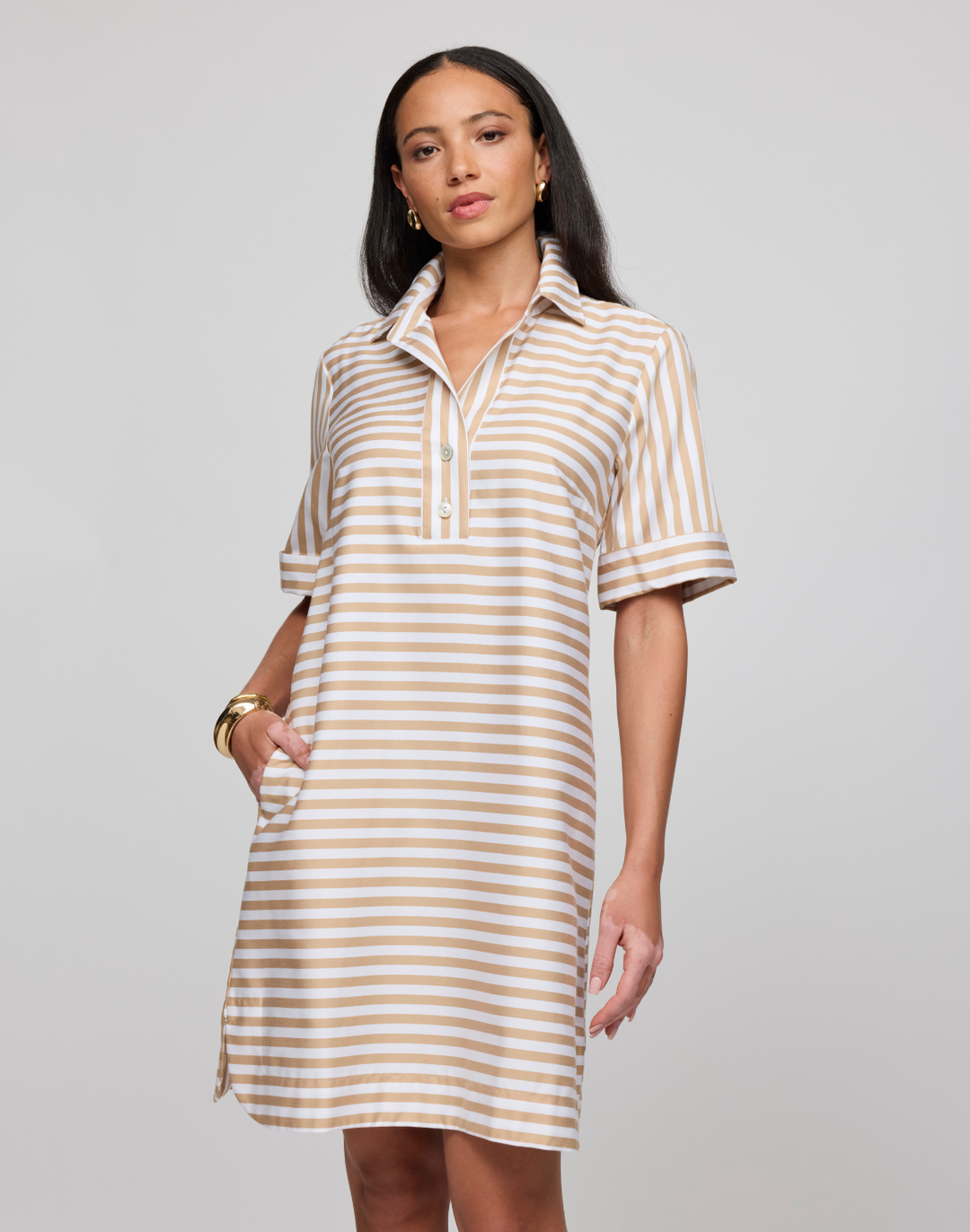 Aileen Short Sleeve Stripe/Gingham Dress