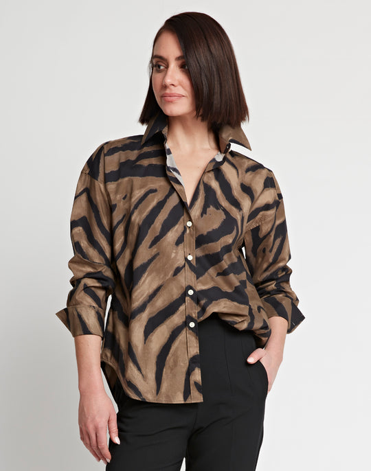 Larissa Long Sleeve Abstract Zebra Shirt