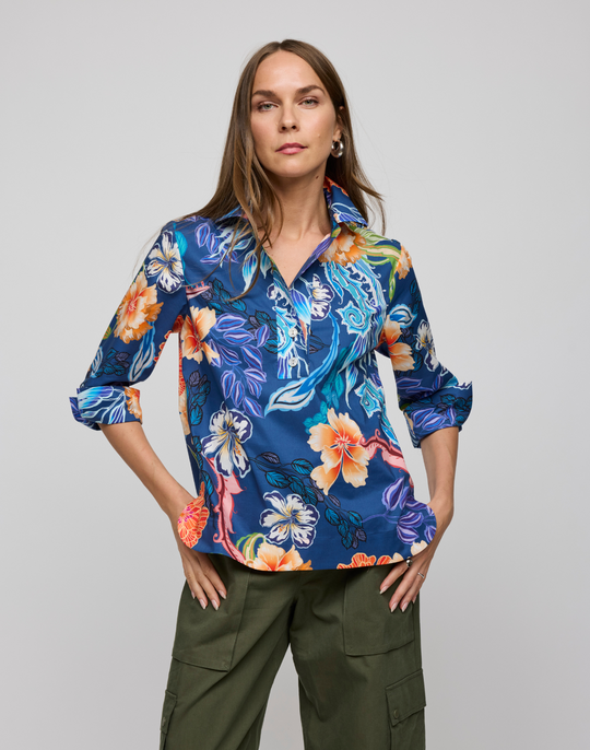 Aileen 3/4 Sleeve Oasis Print Top