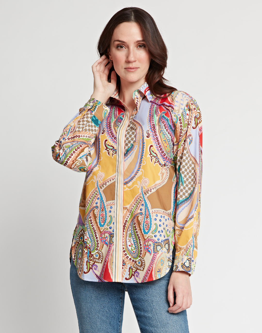 Halsey Long Sleeve Multi-Colored Paisley Print Shirt