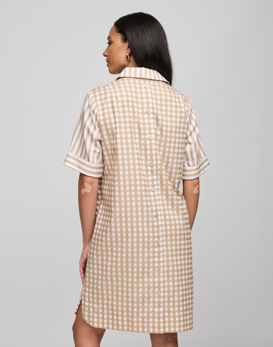 Aileen Short Sleeve Stripe/Gingham Dress