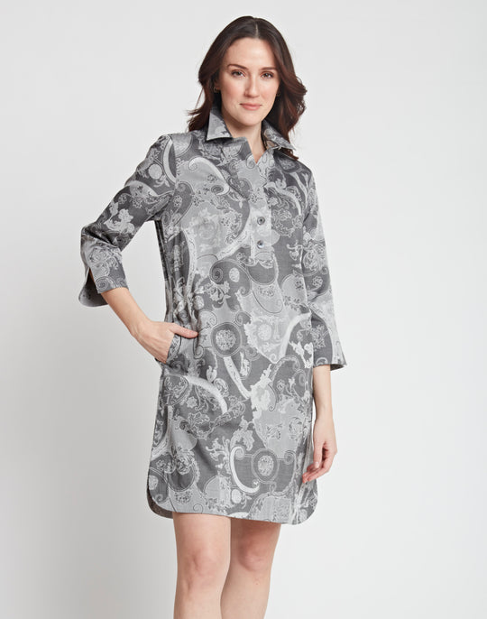 Charlotte 3/4 Sleeve Versailles Jacquard Dress