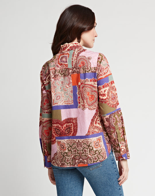 Reese Long Sleeve Patchwork Paisley Print Shirt