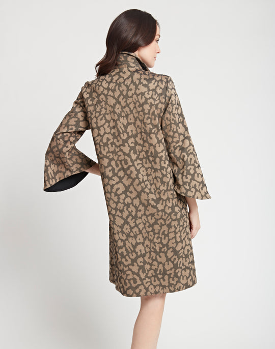 Nicole Bracelet Sleeve Oversized Animal Jacquard Dress