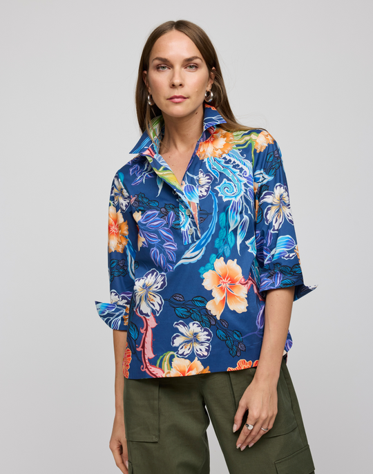 Aileen 3/4 Sleeve Oasis Print Top