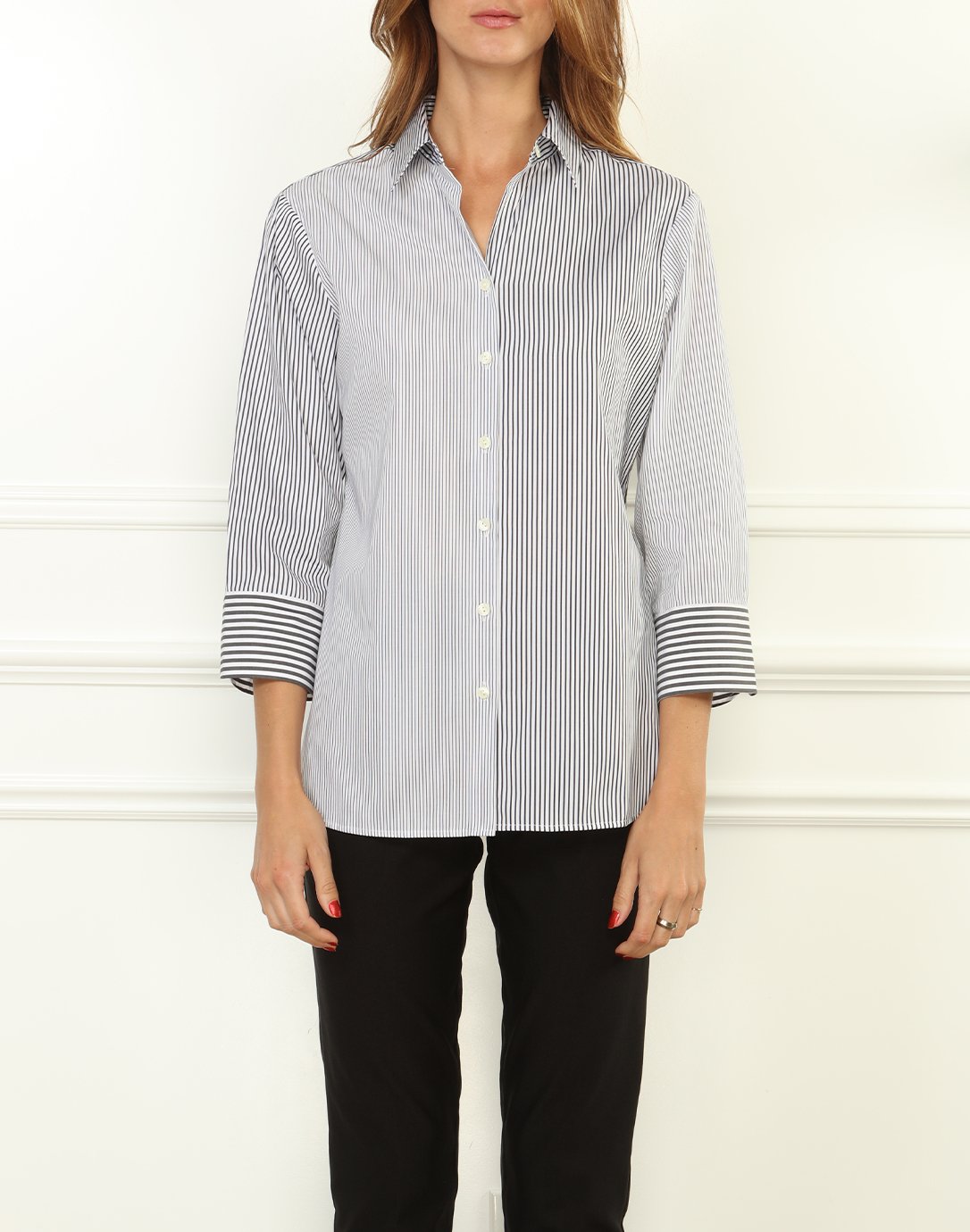 Black and white 2024 striped shirt 3/4 sleeve