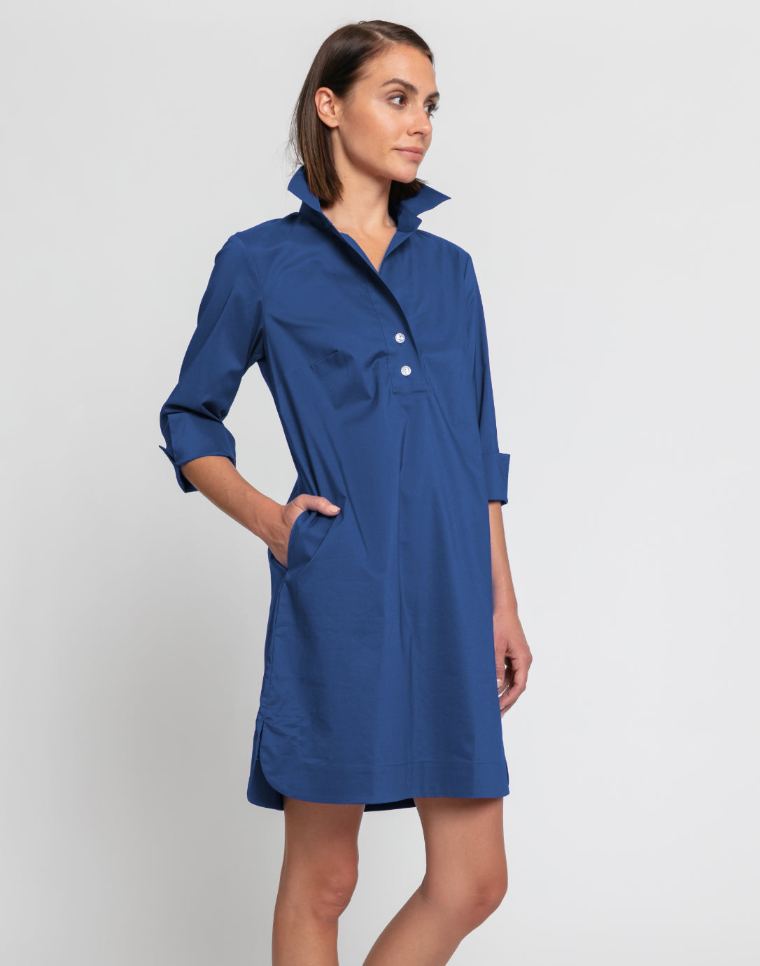 Raquel 3/4 Sleeve Woven/Knit Mixed Dress – Hinson Wu