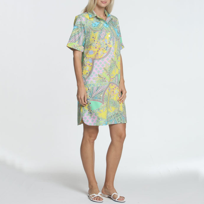 Aileen Short Sleeve Paisley Printed Dress